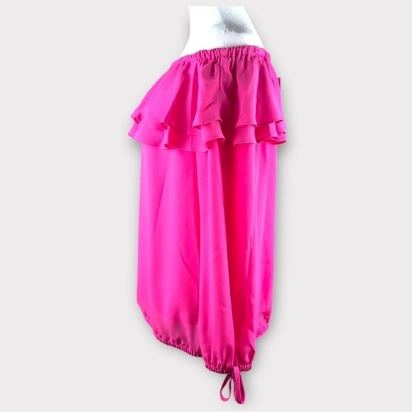 MICHAEL Michael Kors Off the Shoulder Hot Pink Peasant Blouse - Size Small - Picture 3 of 9